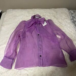 Zara Sheer Purple Blouse with Bow
